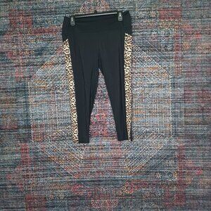 ZYIA womens black Light n Tight leopard print nylon leggings 16 18